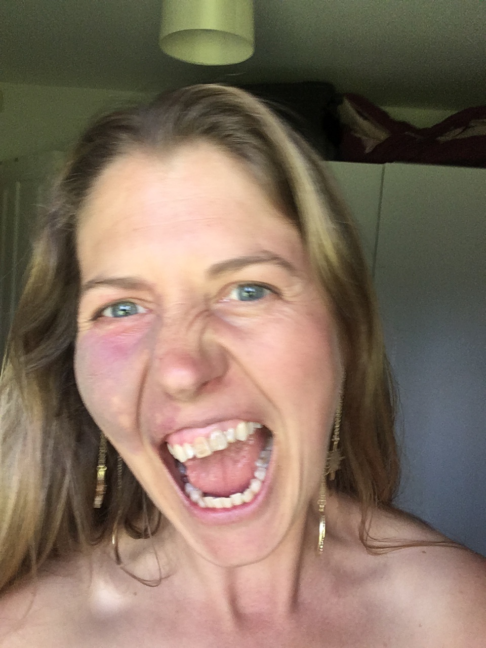 Woman expressing and releasing rage